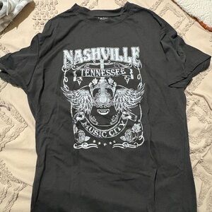 SHEIN Black Nashville Graphic Tee